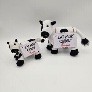 Chick-fil-A Eat Mor Chikin Plush Cow Set 2024 2022 Promo Stuffed Animal Lot Tag